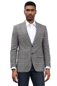 Men's Stacy Adams Modern Fit Business Sport Coat Blazer in Charcoal Grey Plaid