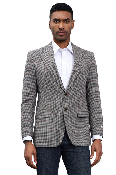 Men's Stacy Adams Modern Fit Business Sport Coat Blazer in Charcoal Grey Plaid