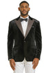 Men's Stacy Adams Velvet Wedding & Prom Tuxedo Jacket With Rhinestone sequin Adorned Lapel in Black