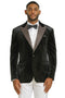 Men's Stacy Adams Velvet Wedding & Prom Tuxedo Jacket With Rhinestone sequin Adorned Lapel in Black