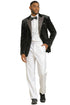 Men's Stacy Adams Velvet Wedding & Prom Tuxedo Jacket With Rhinestone sequin Adorned Lapel in Black