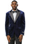 Men's Stacy Adams Velvet Wedding & Prom Tuxedo Jacket With Rhinestone sequin Adorned Lapel in Navy