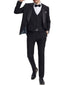 Stacy Adams - Black 3 Piece Hybrid Fit Tuxedo Satin Shawl Lapel