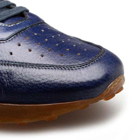 Gerardo Deerskin Sneaker Blue By Mezlan Made In Spain Brand