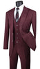 Odyssey Collection - Burgundy Regular Fit 3 Piece Suit 2 Button Gangster Stripe