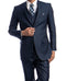 Navy Blue 3 Piece Modern Fit Suit 2 Button V-Neck Vest