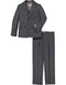 Boys 2 Button Micro Gingham Plaid Suit in Charcoal