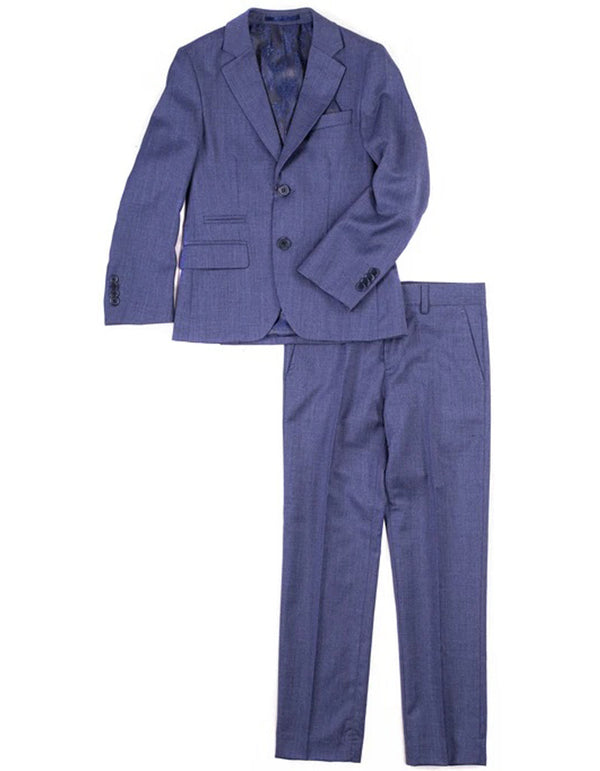 Boys 2 Button 100% Wool Suit in Navy