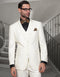 Mens 2 Button Modern Fit Vested Wool Suit in Ivory