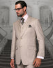Mens 2 Button Modern Fit Vested Wool Suit in Sand