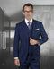 Mens 2 Button Notch Lapel Wool Suit With Double Breasted Shawl Vest in Sapphire Windowpane