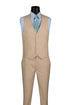 Slim Fit Business Men's Suit 3 Piece 2 Button in Stone