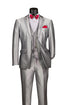 Slim Fit 3 Piece Satin Suit in Silver