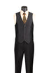 Slim Fit 3 Piece Satin Suit in Black