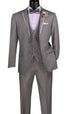 Leonardo Collection - Slim Fit Tuxedo 2 Button 3 Piece Suit Light Gray