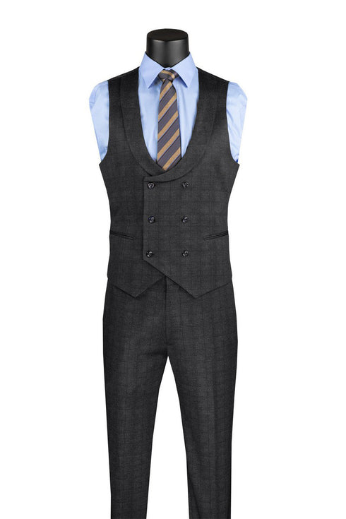 Slim Fit 3 Piece Stretch Fabric Suit in Black