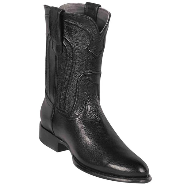 Los Altos Boots - Mens Dress Cowboy Boot - Low Priced Men's Black Roper Boot- in Black