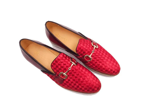 Satin Weave Leather Bit Loafer Carrucci