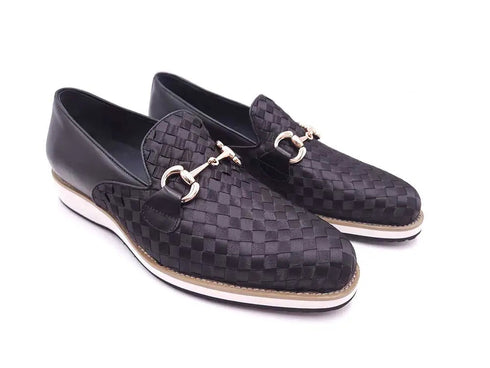 Satin Weave Leather Bit Loafer Carrucci