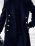 Mens Pea Coat With Fur Collar Coat - Wool and Cashmere Fabric Carcoat - Top Coat For Men Dark Blue Color Overcoat