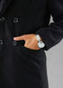 Mens Pea Coat With Fur Collar Coat - Wool and Cashmere Fabric Carcoat - Top Coat For Men black Color Overcoat