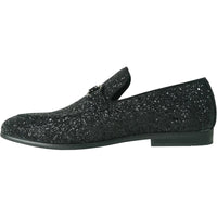 Bravo Mens Modern Glitter Sequin Prom Tuxedo Buckle Loafer in Black - Men's Dress Shoes