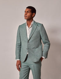 Mens Linen Suit For Beach Wedding - Summer  Suit in Sea Green