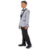 New Perry Ellis Boys Light Gray Tuxedo Set, Solid 5-Piece Black Shawl Collar