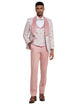 Mens Designer Wedding Prom Shawl Lapel Vested Paisley Tuxedo in Pink