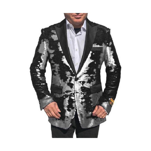 Shiny Sequin White Black Alberto Nardoni Sport Jacket