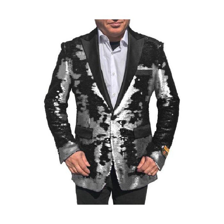 Shiny Sequin White Black Alberto Nardoni Sport Jacket