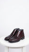 Los Altos Men’s Black Cherry Caiman Belly Boots, Lug Sole Exotic Lace-Up Ankle Boots