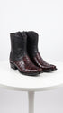 Men’s Black Cherry Caiman Tail Crocodile Boots, European Toe Exotic Western Dress Boots LAB-76B0118