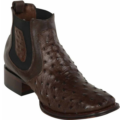 Los Altos Boots - Mens Dress Cowboy Boot - Low Priced Mens Short Brown Ostrich Leather Boots Square Toe- in Brown