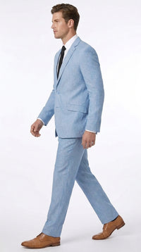 Men’s Light Blue Linen Suit – 2 Button Summer Wedding, Beach Wedding & Business Suit