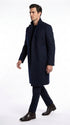 Men’s Navy Blue Bravo Top Overcoat, 4 Button Wool Blend Formal Winter Dress Coat