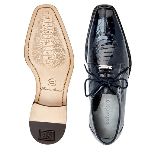 Men's Belvedere Chapo Hornback Caiman Crocodile Dress Shoe in Black