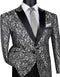 Prom Tuxedo 2025 - Mens Paisley Embroidered Regular Fit Sport Coat Silver Grey Tuxedo