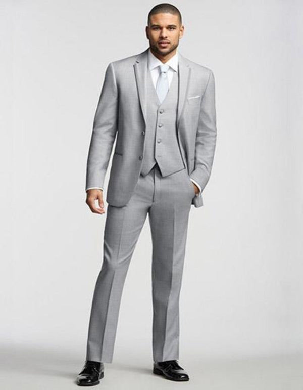 Western Suit - Cowboy Tuxedo With Trim Collar - Slim Fitted Jacket And Pants Light Gray Tuxedo Silver Prom Tuxedos