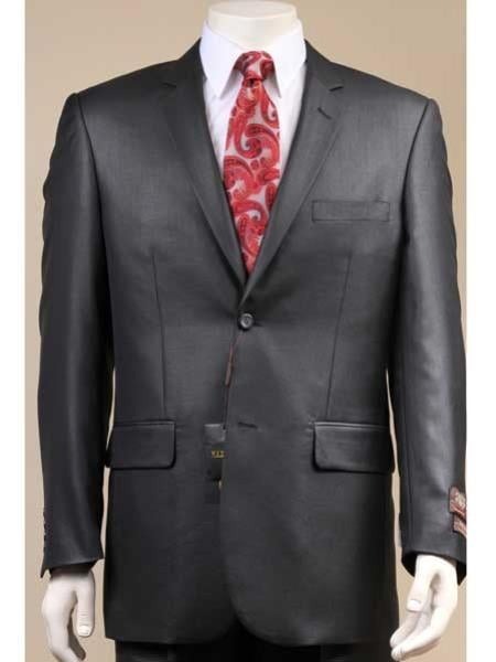 Men's Solid Black 2 Button Suit Black Overshirts