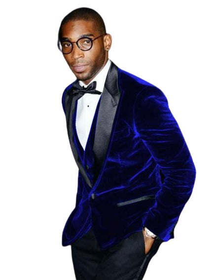 Men's Velvet Tuxedo Navy Blue Jacket Sport coat – OvercoatUSA