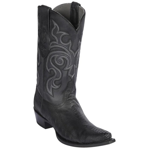 Los Altos Boots - Mens Dress Cowboy Boot - Low Priced Ostrich Leg Snip Toe Western Boots- in Black