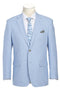 Mens Classic Two Button Linen & Cotton Summer Sport Coat Sky Blue Houndstooth Blazer