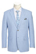 Mens Classic Two Button Linen & Cotton Summer Sport Coat Sky Blue Houndstooth Blazer