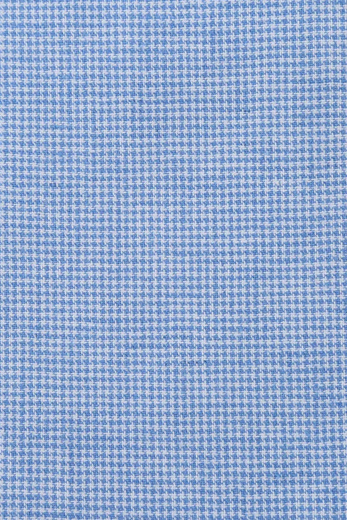 Mens Classic Two Button Linen & Cotton Summer Sport Coat Sky Blue Houndstooth Blazer