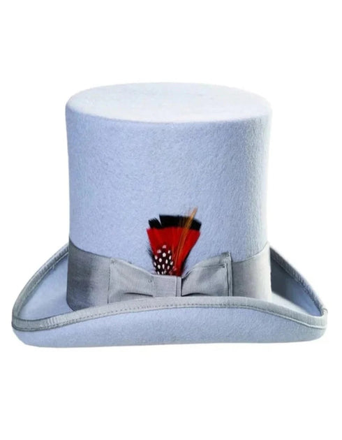 Victorian Steampunk Top Hat - 1800 19th Century - Dressy Loden Felt Top Sky Blue Hat