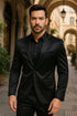 Black Satin Flex Two-Piece Suit – Slim Fit Sport Coat and Matching Pants