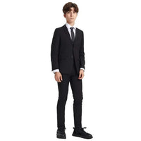 Exclusive Stacy Adams 5pc Boys Suit Solid Slim Fit, Black