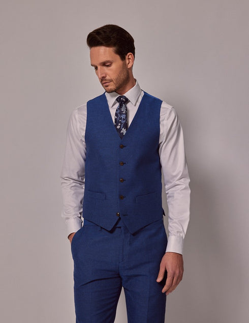 Mens Linen Suit For Beach Wedding - Summer  Suit in Royal Blue Slim Fit