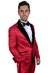 Men's Stacy Adams Paisely Prom & Wedding Tuxedo In Red & Black